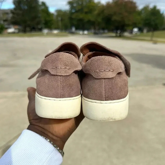 Frye Women's Velcro Slip On Nina Stud Slip Suede Sneakers in Dusty Rose Size 7.5 - Picture 4 of 11